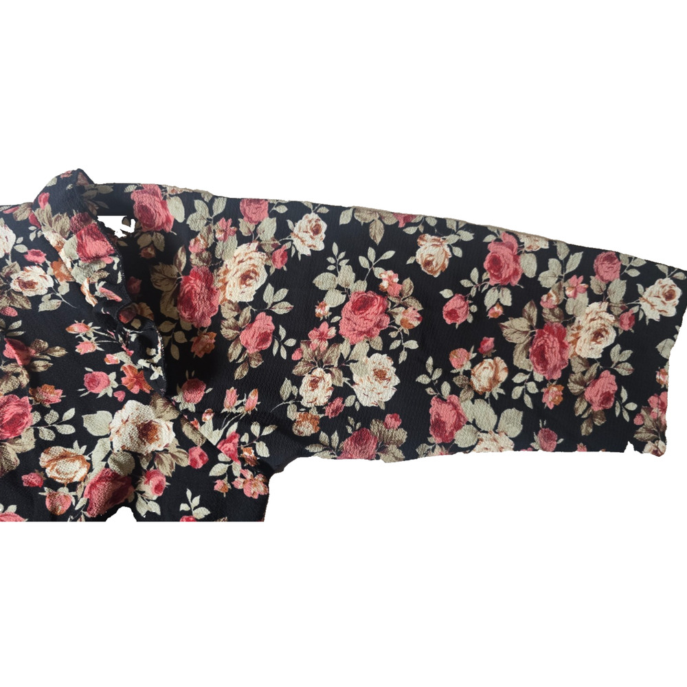 Fraiche by J XL Floral Faux Wrap Dress Black Pink Roses NWT - Picture 5 of 8